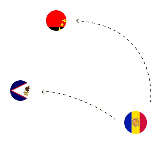 Flag pins showing global reach
